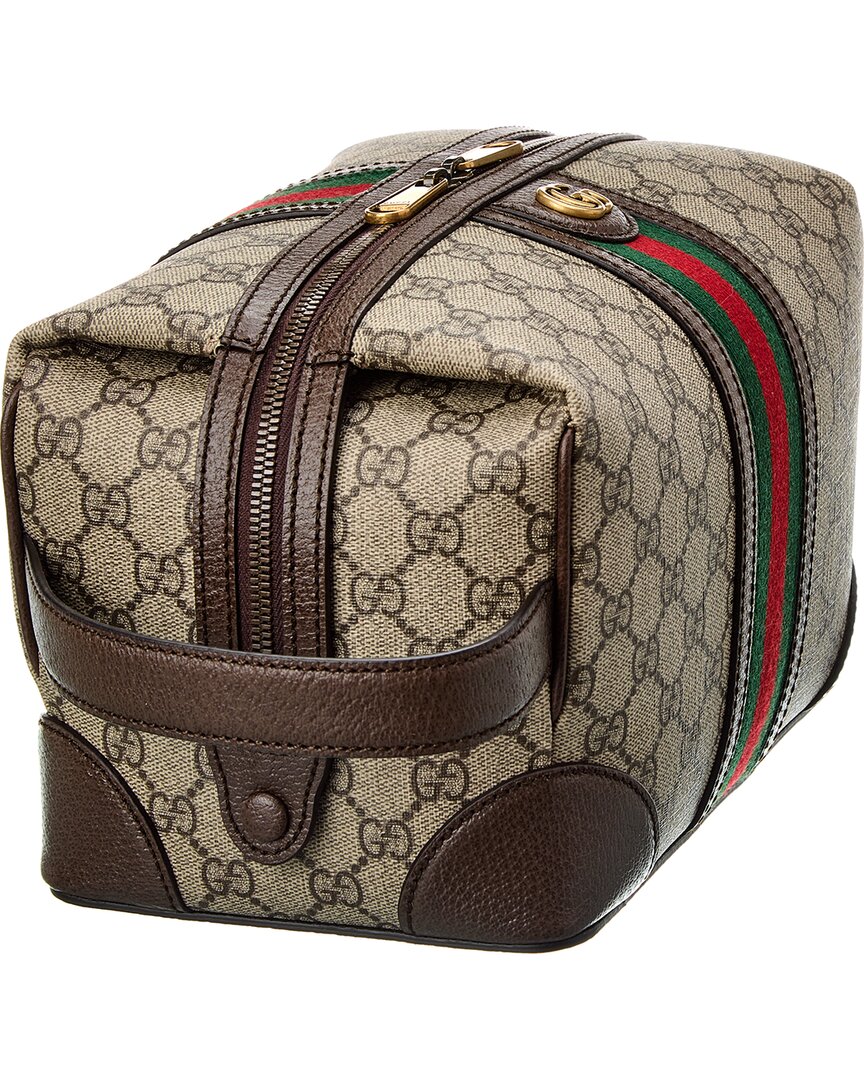 Gucci Savoy Gg Supreme Canvas & Leather Toiletry Case