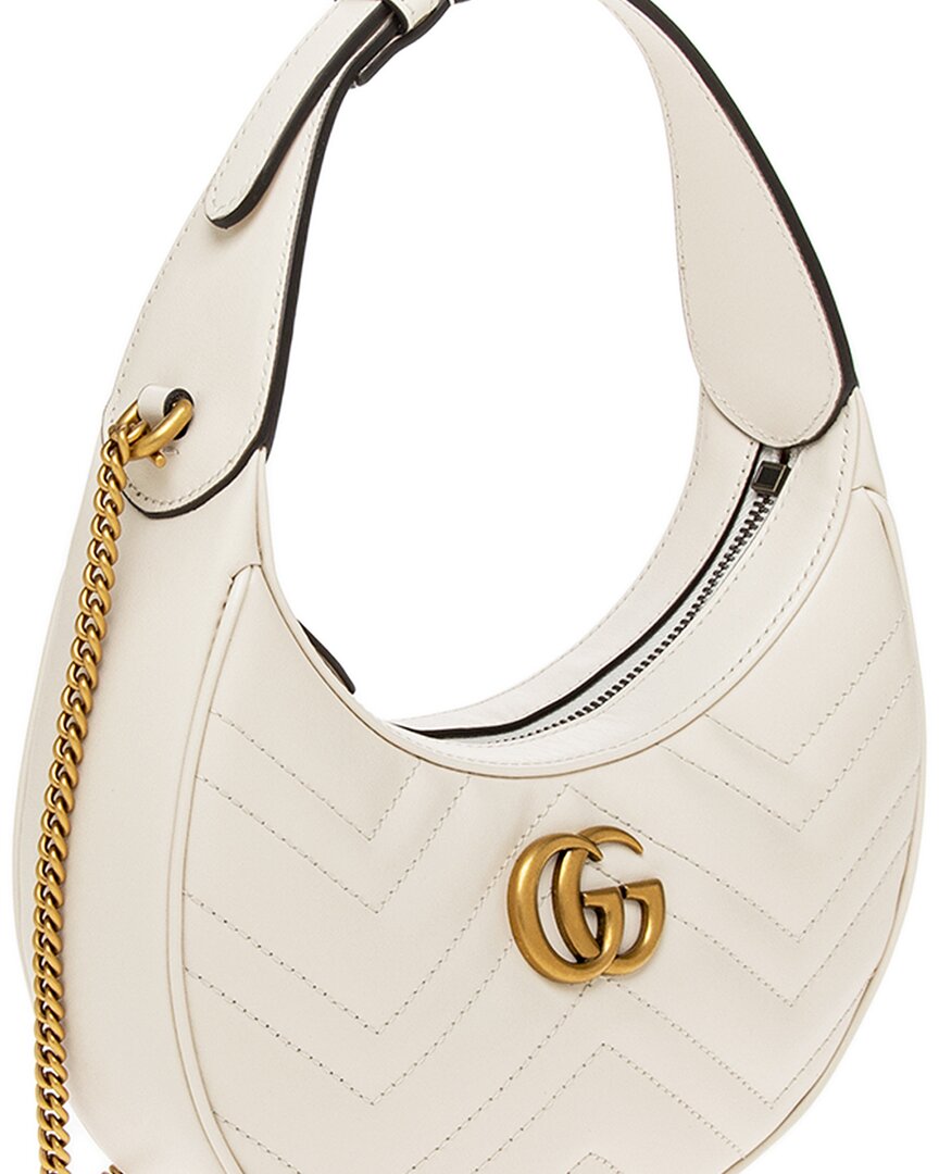 Gucci Gg Marmont Half Moon Shaped Mini Leather Hobo Bag