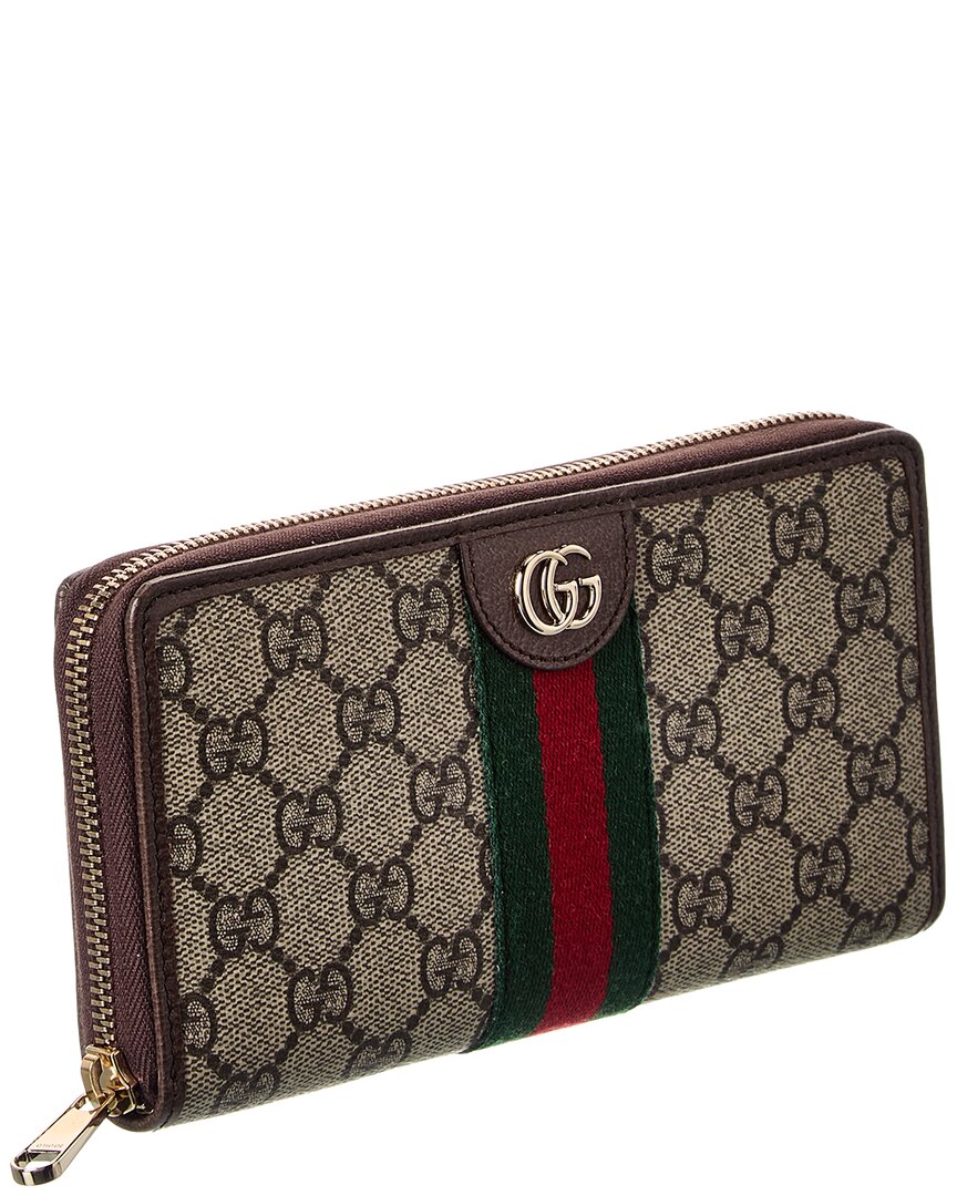 Gucci Ophidia Gg Supreme Canvas & Leather Zip Around Wallet