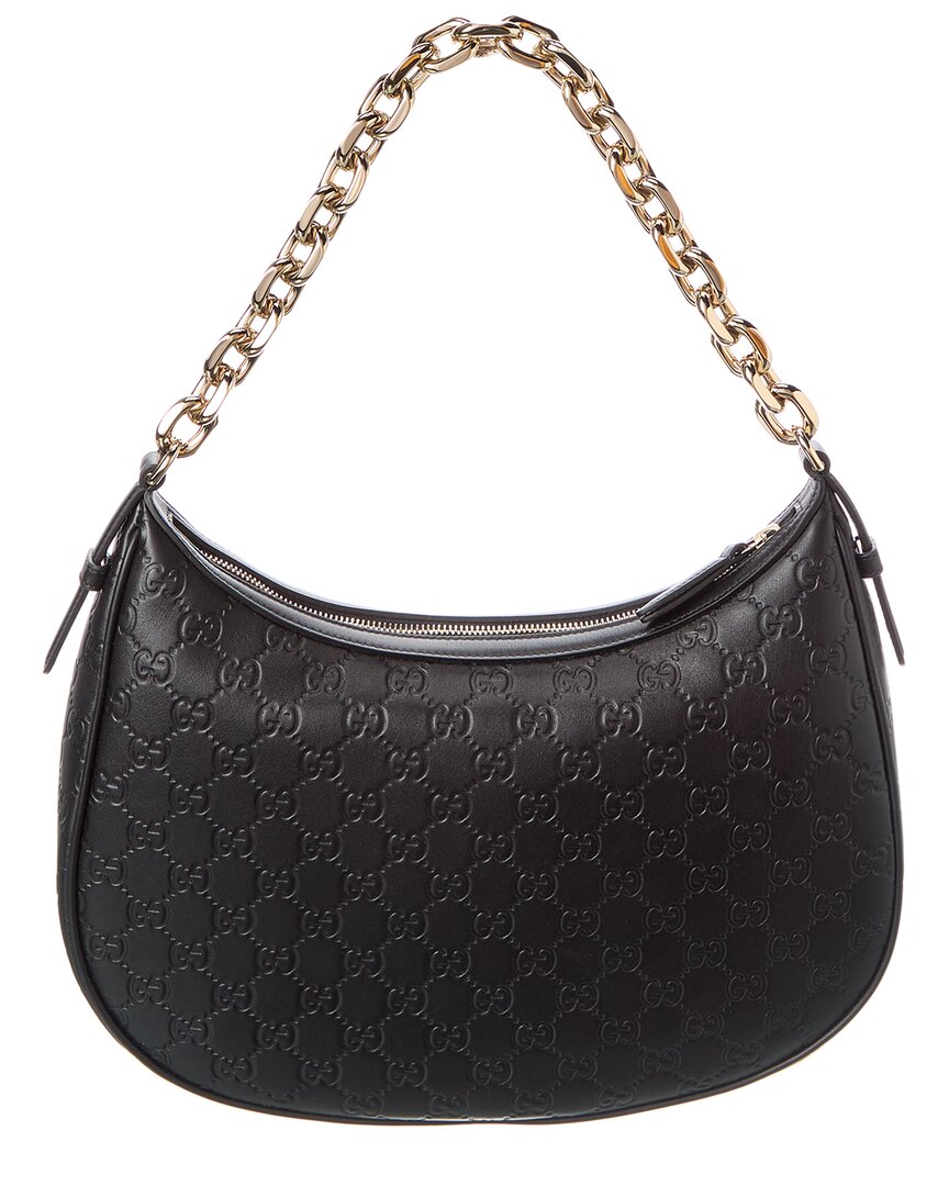Gucci Gg Emblem Large Leather Hobo Bag