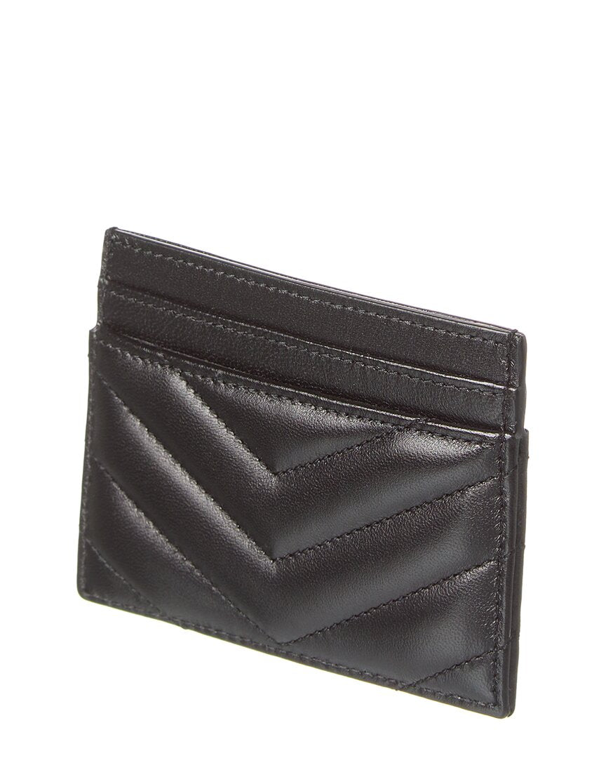 Saint Laurent Monogram Matelasse Lambskin Leather Card Holder