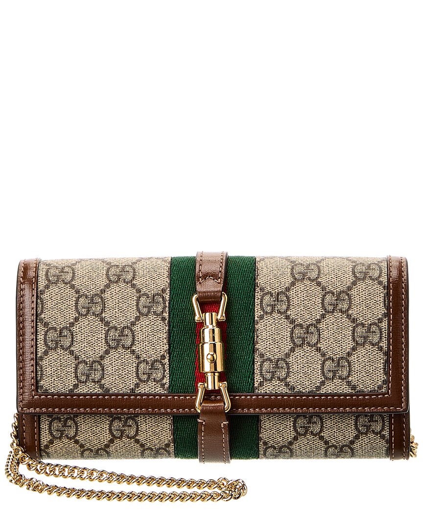 Gucci Jackie 1961 Gg Supreme Canvas & Leather Wallet On Chain