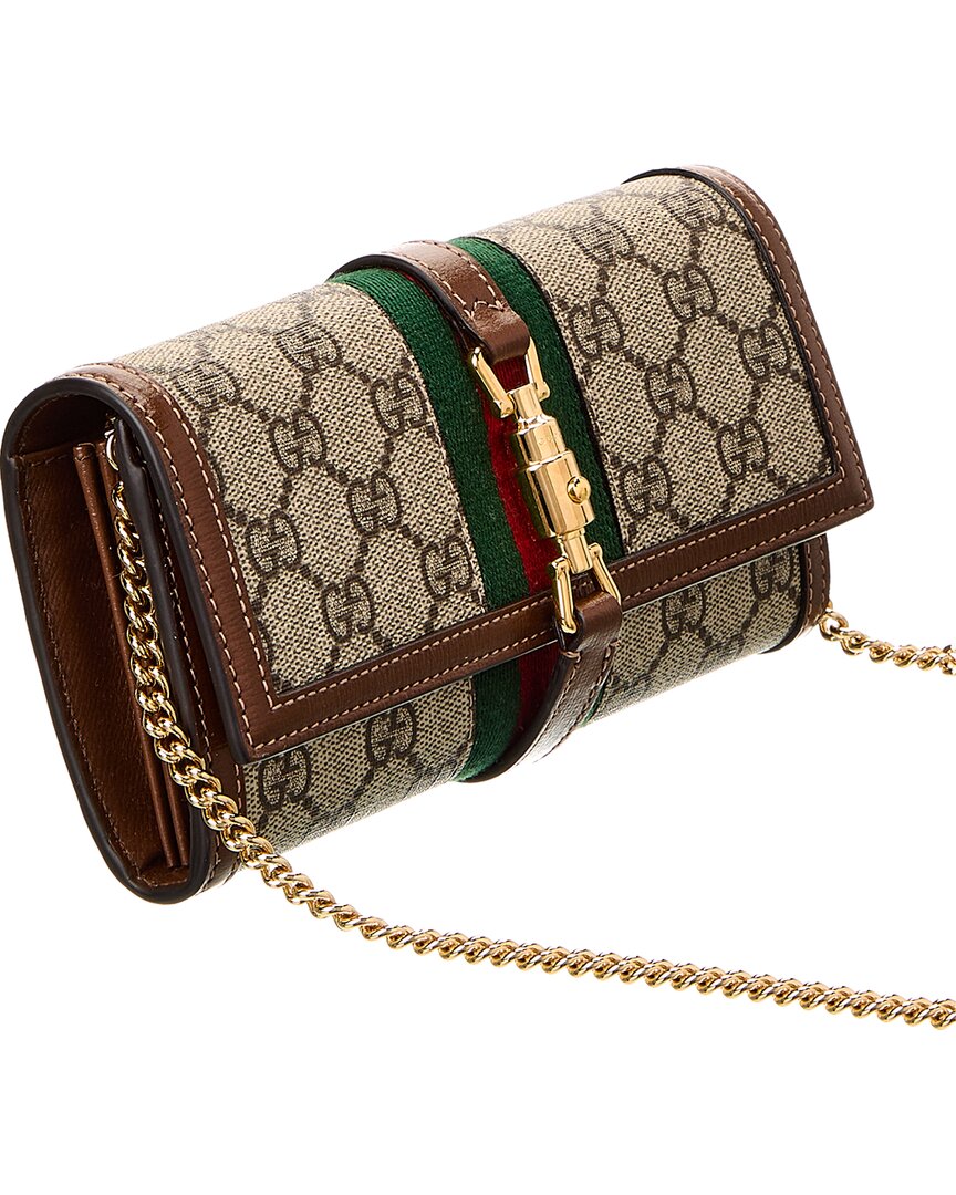 Gucci Jackie 1961 Gg Supreme Canvas & Leather Wallet On Chain