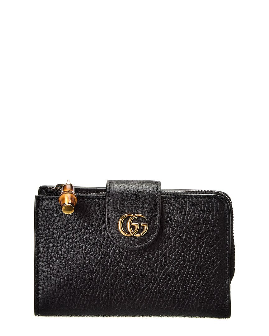 Gucci Double G Medium Leather Card Case, Os, Black