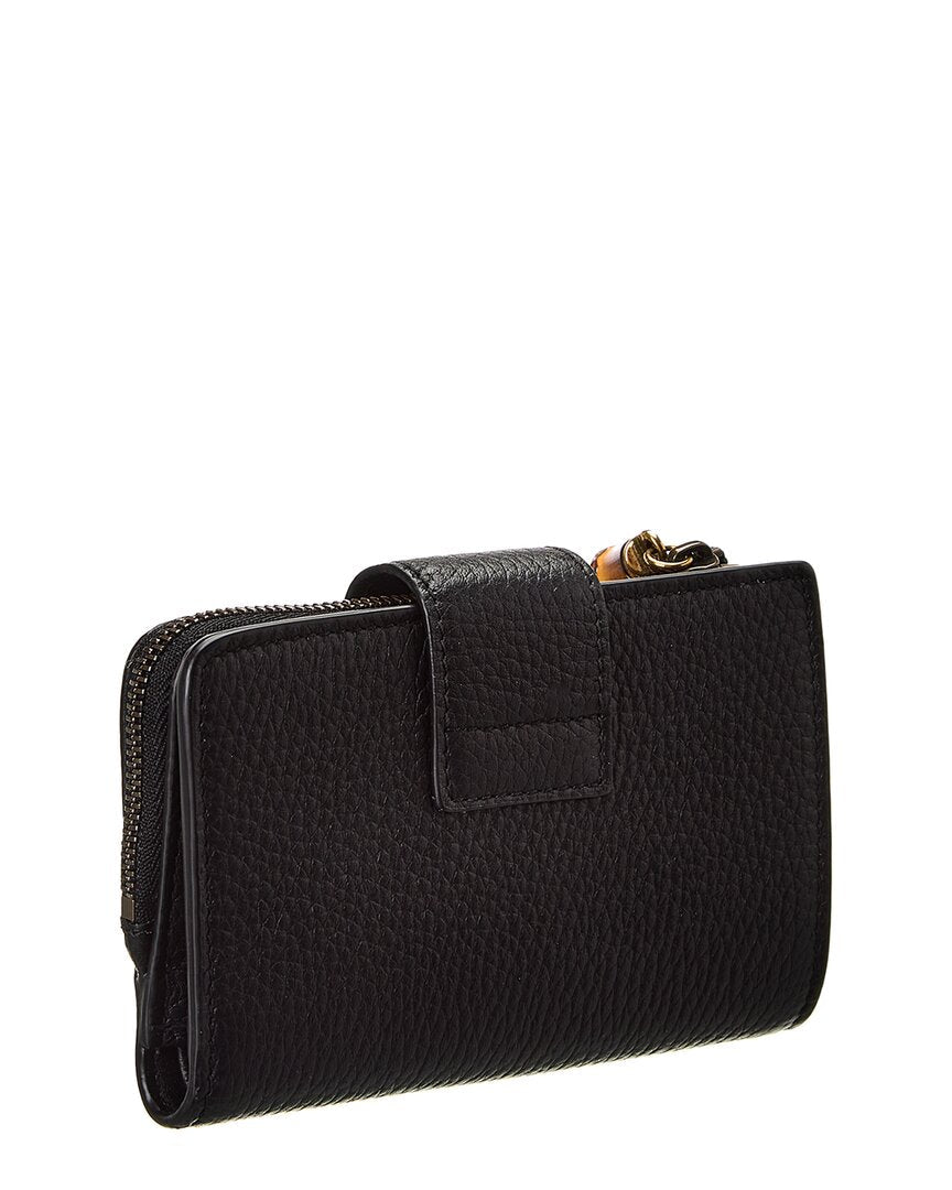 Gucci Double G Medium Leather Card Case, Os, Black
