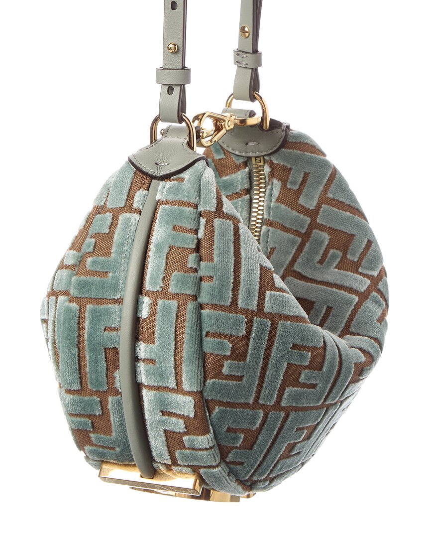 Fendi Fendigraphy Mini Ff Jacquard Velvet & Leather Hobo Bag