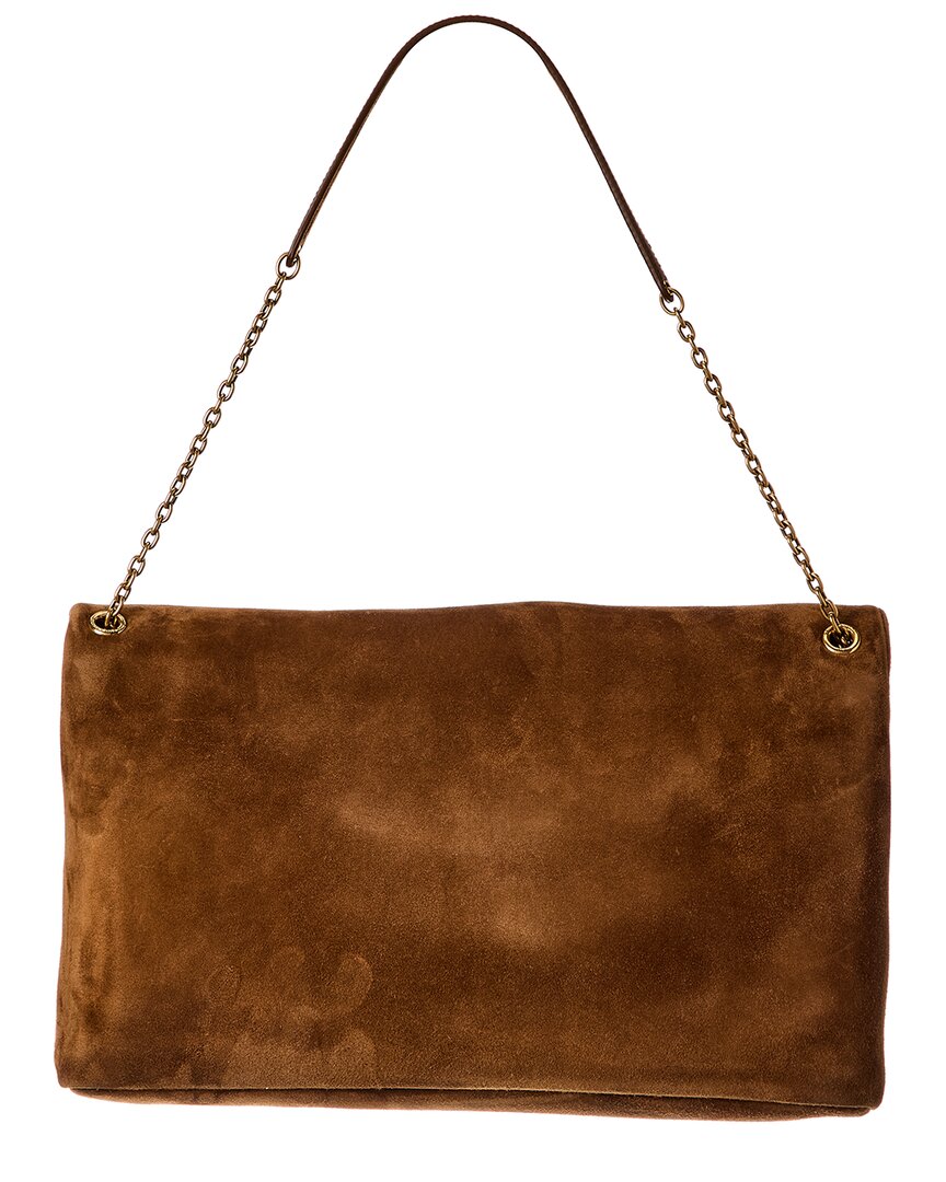 Saint Laurent Cassandre Xxl Suede Pouch On Chain
