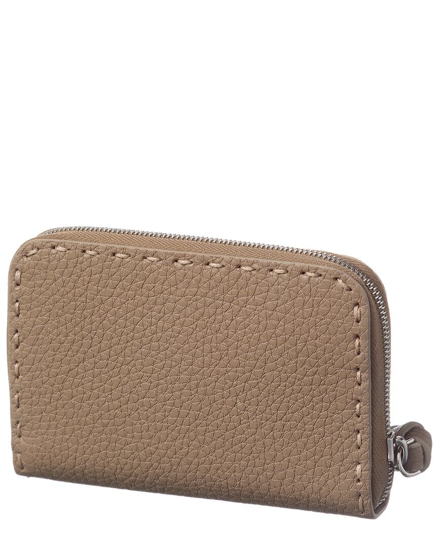 Fendi Zip Around Peekaboo Mini Leather Wallet