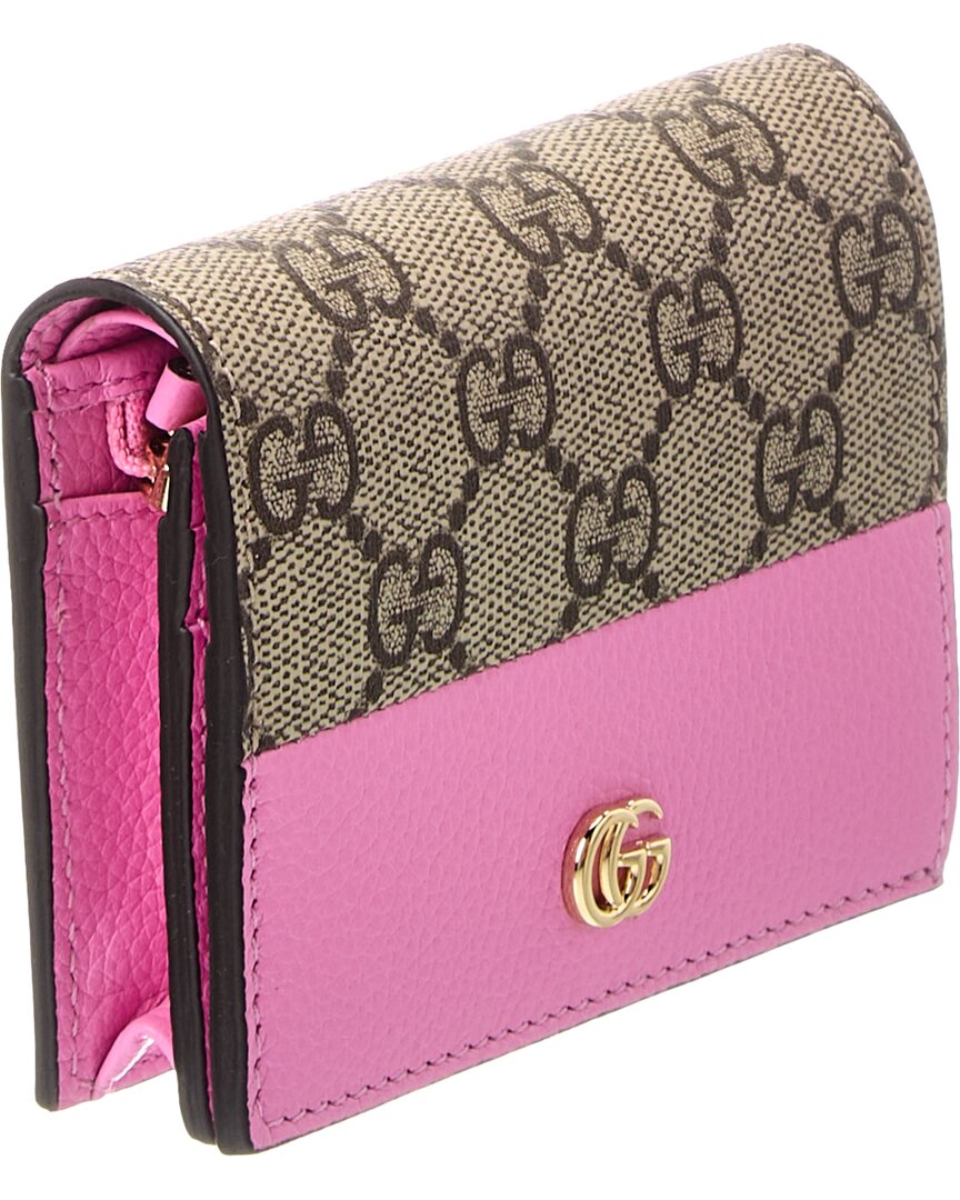 Gucci Gg Marmont Gg Supreme Canvas & Leather Card Case