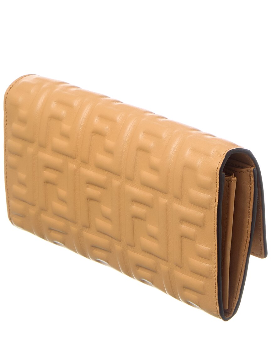 Fendi Ff Embossed Leather Continental Wallet