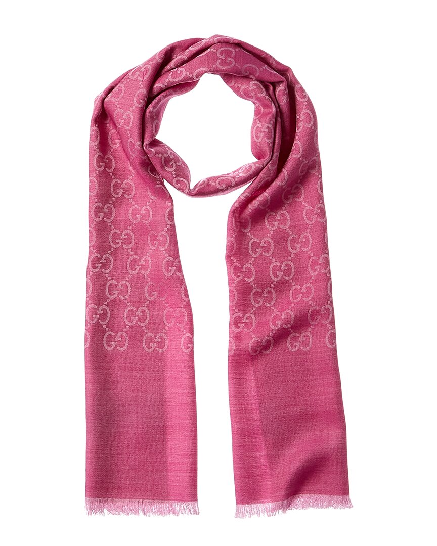Gucci Logo Small Jacquard Wool & Silk-Blend Scarf