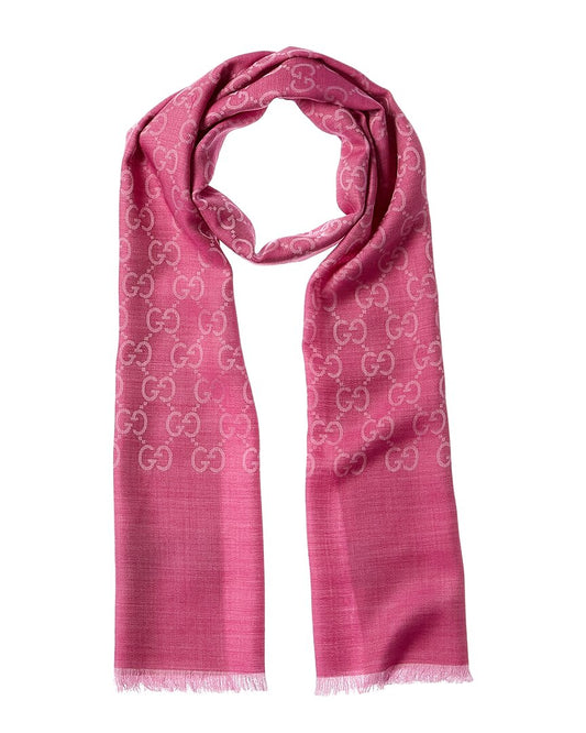 Gucci Logo Small Jacquard Wool & Silk-Blend Scarf