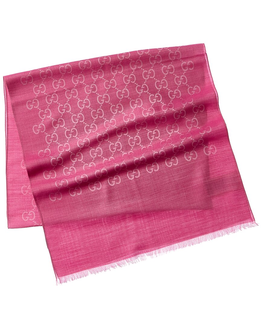 Gucci Logo Small Jacquard Wool & Silk-Blend Scarf