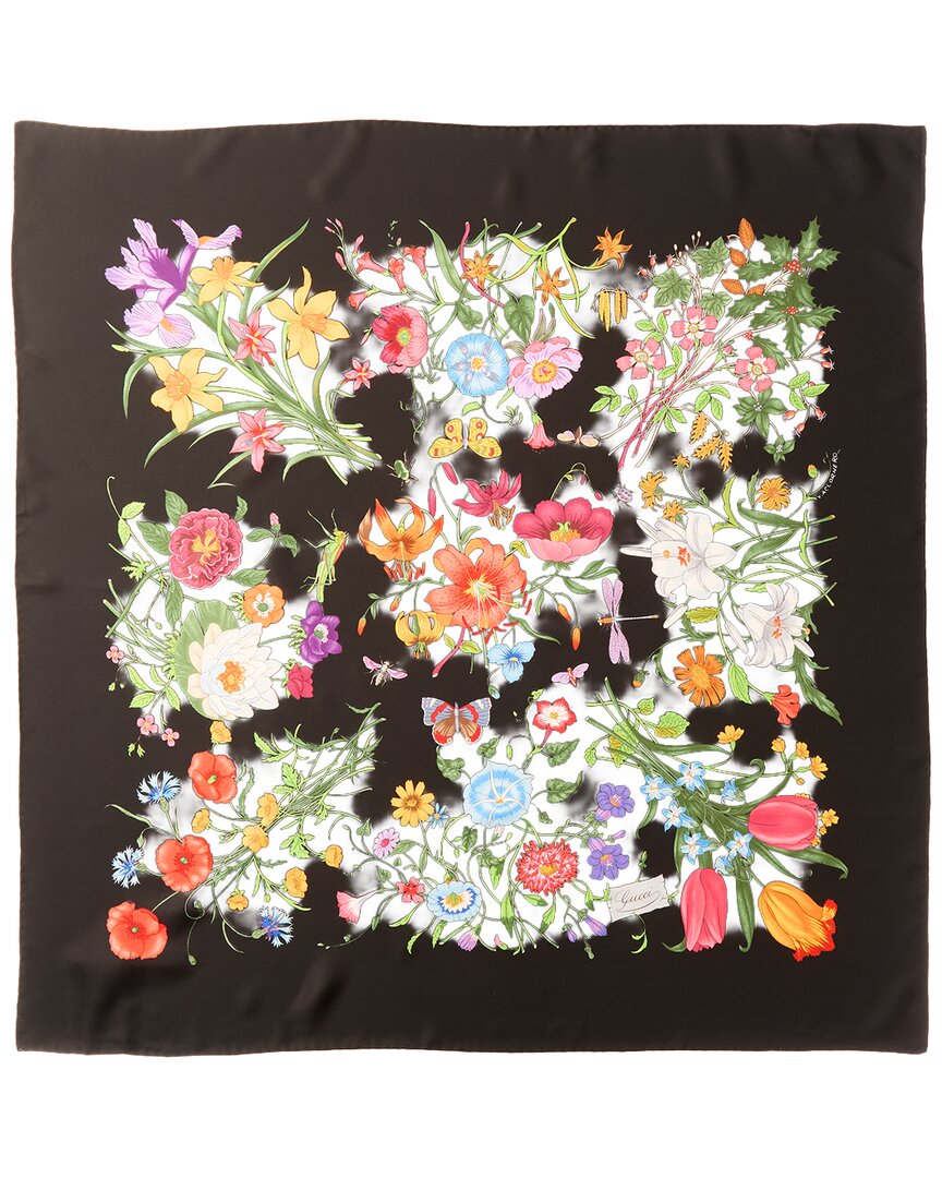 Gucci Printed Flora Silk Twill CarrÃ©