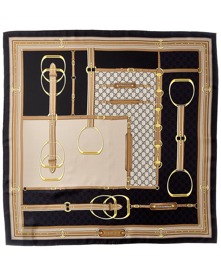 Gucci Horsebit & Gg Print Silk Scarf
