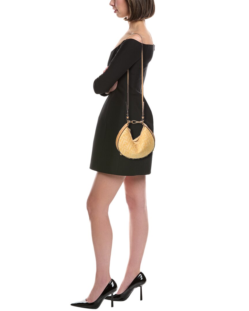 Fendigraphy Mini Ff Raffia & Leather Hobo Bag