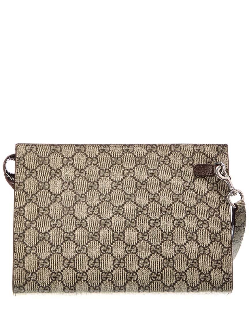 Gucci Gg Supreme Canvas & Leather Pouch