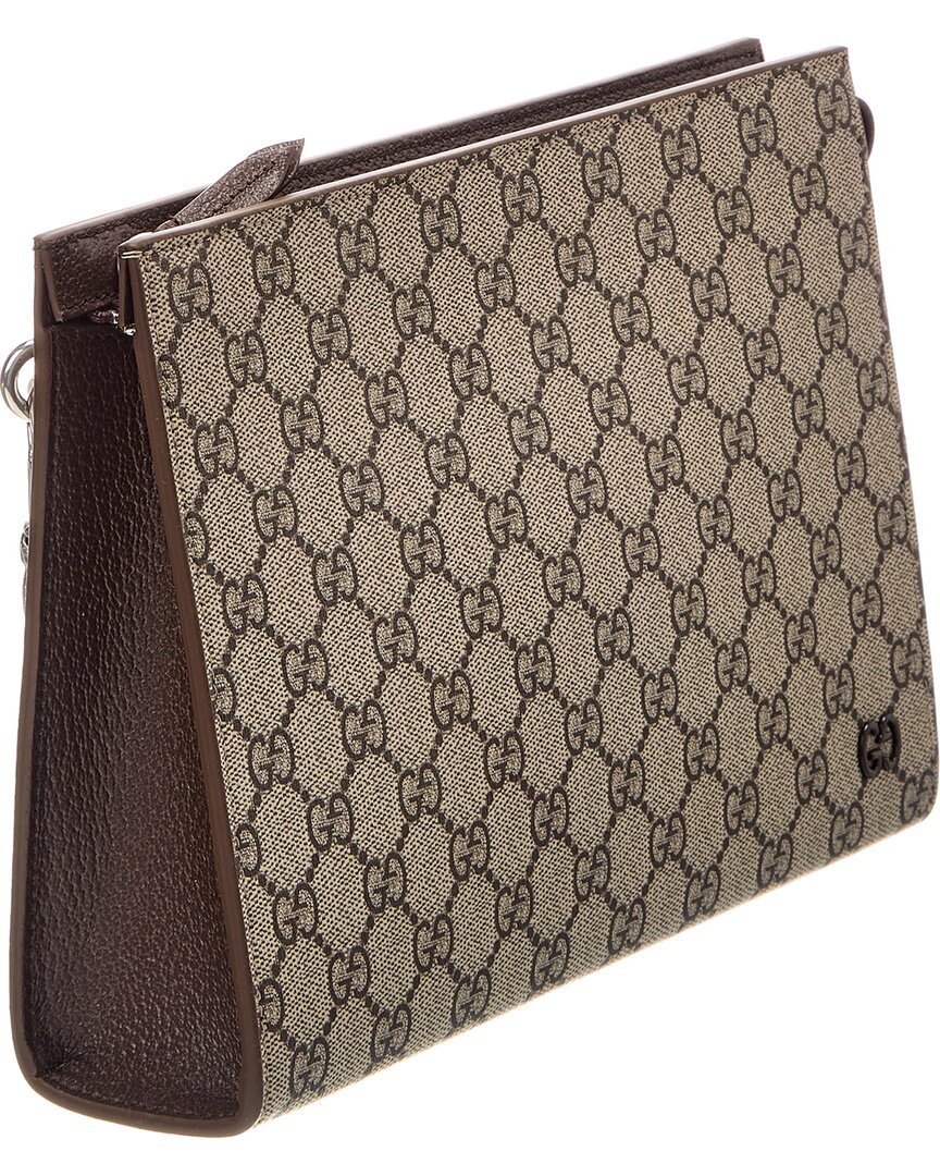 Gucci Gg Supreme Canvas & Leather Pouch