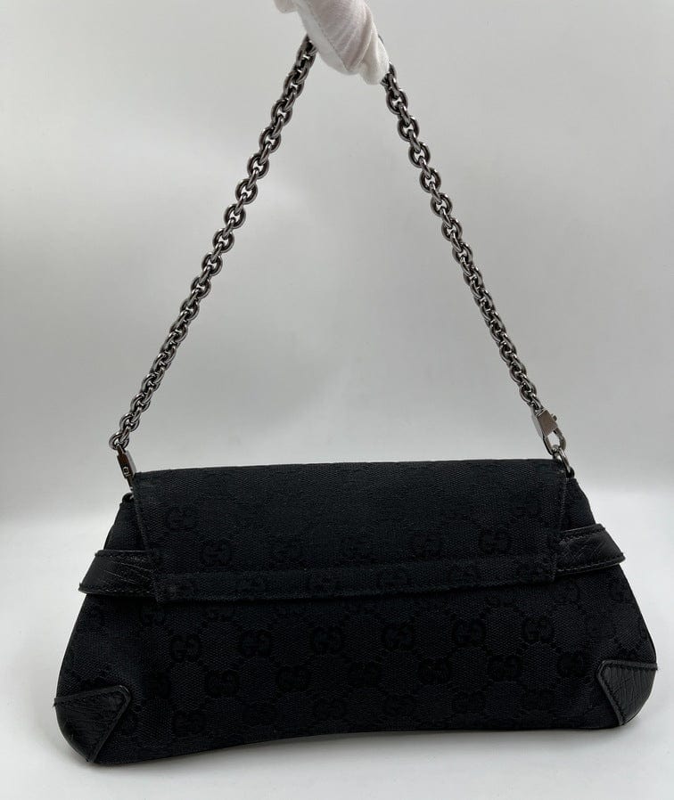 Gucci Horsebit Leather Canvas Shoulder Bag Style 1