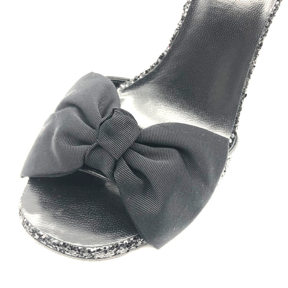 SAINT LAURENT PARIS pumps 438805 Glitter canvas black Ribbon motif Glitter Women 36