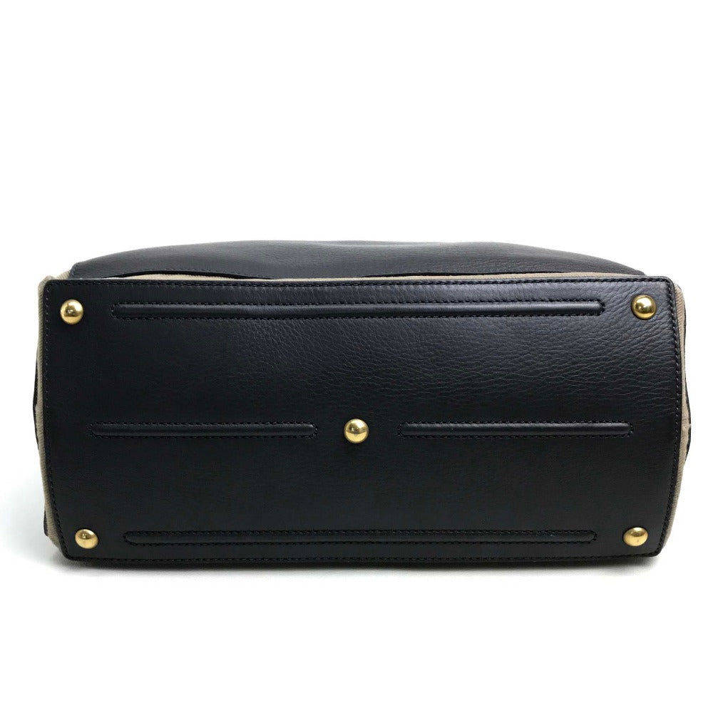 YVES SAINT LAURENT Handbag 229680 Canvas / leather dark gray x beige Muse toe one belt Women