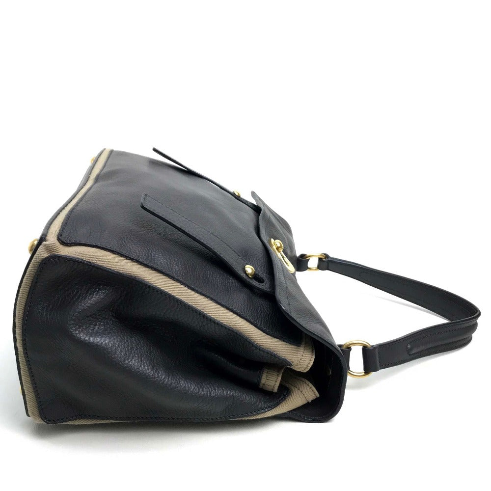 YVES SAINT LAURENT Handbag 229680 Canvas / leather dark gray x beige Muse toe one belt Women