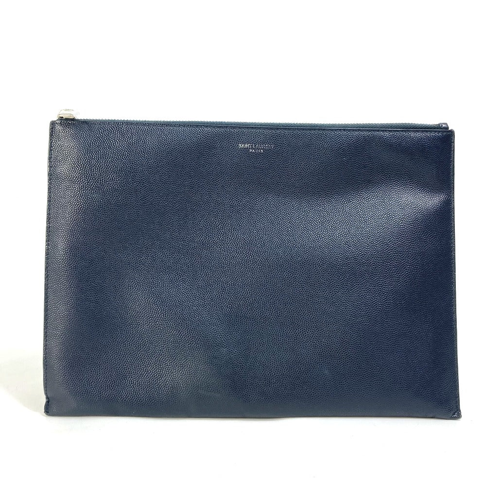 SAINT LAURENT PARIS Clutch bag 397294 leather Dark navy Pouch Classic Saint Laurent Mini Zip Tablet Sleeve mens