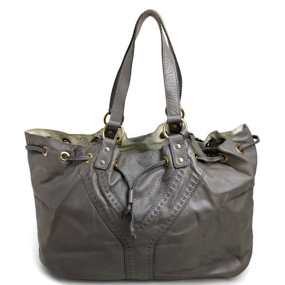 YVES SAINT LAURENT Tote Bag leather Charcoal gray type reversible sack double Women
