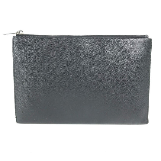 SAINT LAURENT PARIS Clutch bag 375950 leather black pouch bag logo mens