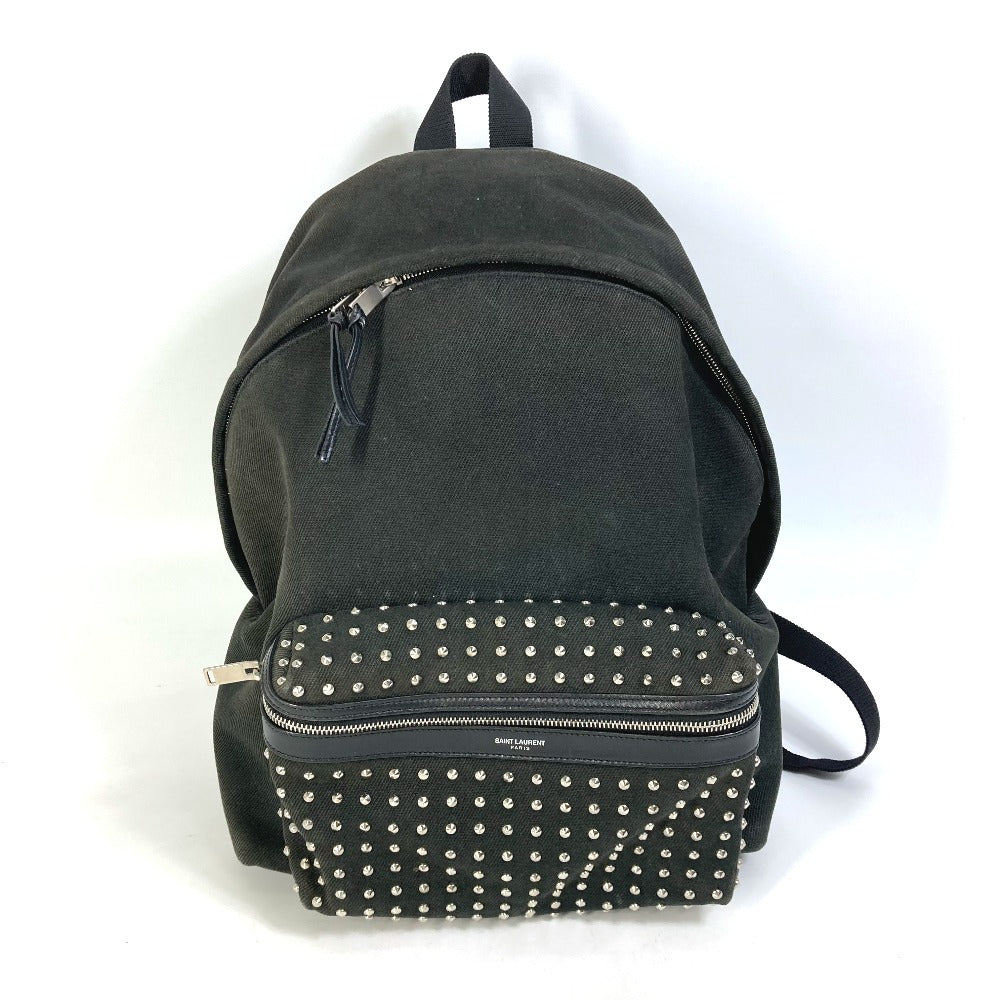 SAINT LAURENT PARIS Backpack 360206 canvas black Bag bag Studs unisex(Unisex)