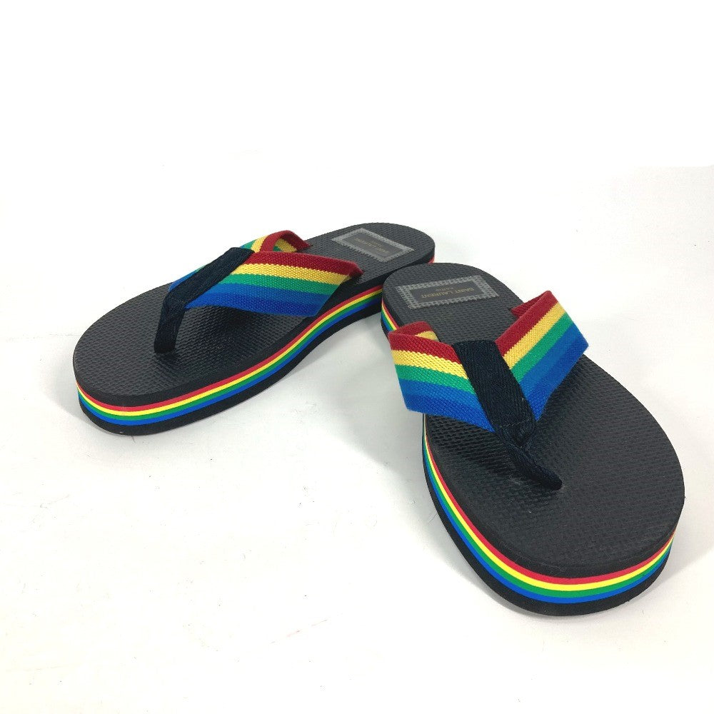 SAINT LAURENT PARIS Sandals rubber black Rainbow Flip Flops mens 40