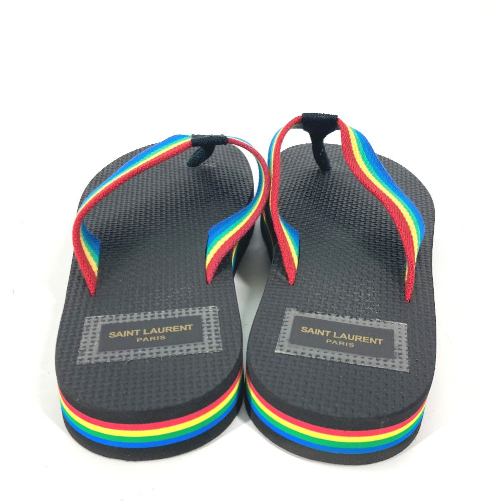 SAINT LAURENT PARIS Sandals rubber black Rainbow Flip Flops mens 40
