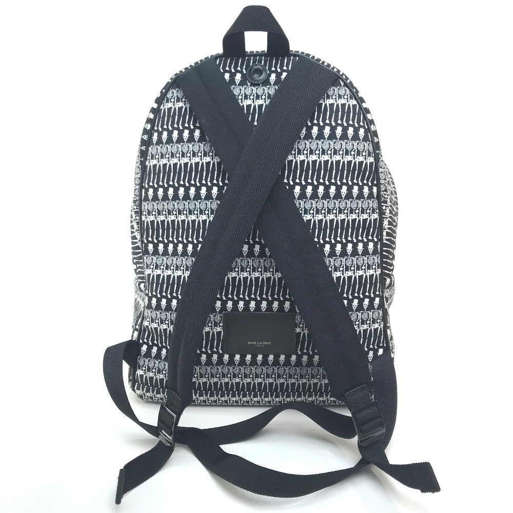 SAINT LAURENT PARIS Backpack 435988 canvas Black x white Skull Pattern Women