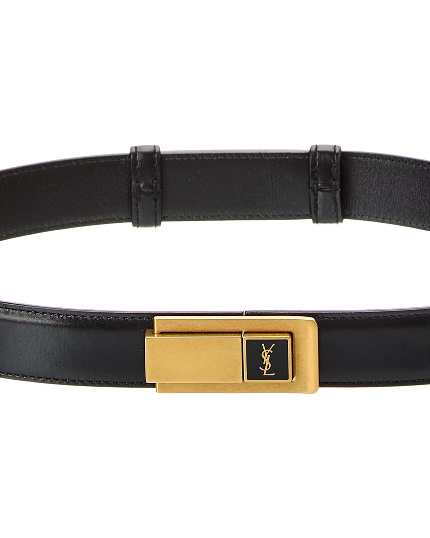 Saint Laurent Charniere Buckle Leather Belt