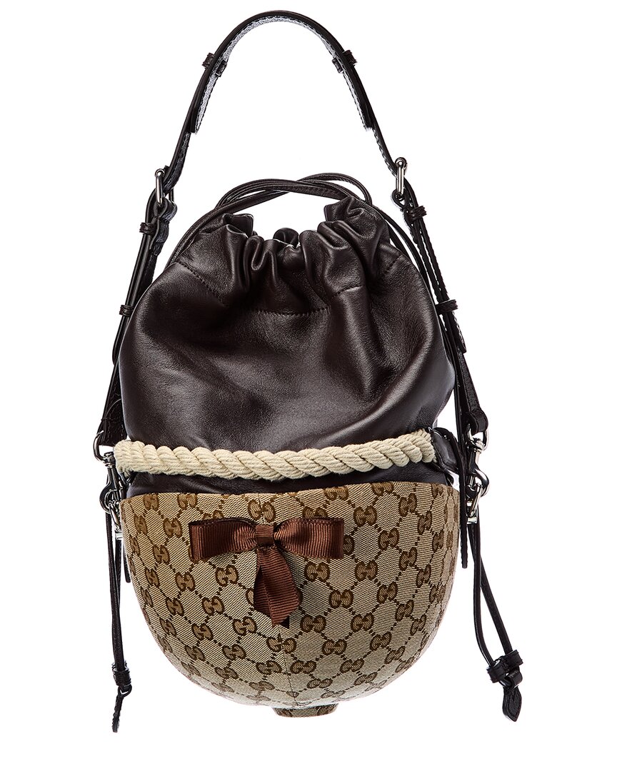 Gucci Equestrian Themed Small Gg Canvas & Leather Shoulder Bag