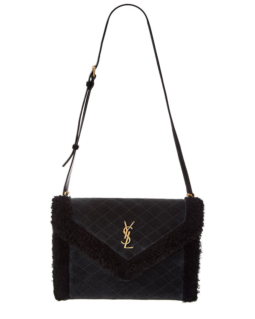 Saint Laurent Gaby Suede & Shearling Shoulder Bag