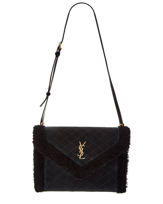 Saint Laurent Gaby Suede & Shearling Shoulder Bag