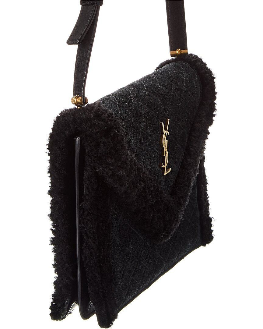 Saint Laurent Gaby Suede & Shearling Shoulder Bag