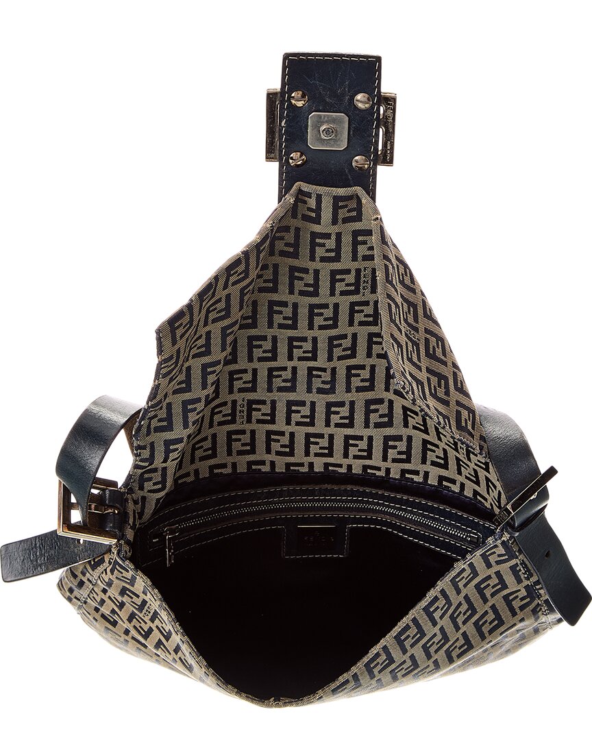 Fendi Blue Zucca-Print Canvas Mamma Baguette ( )