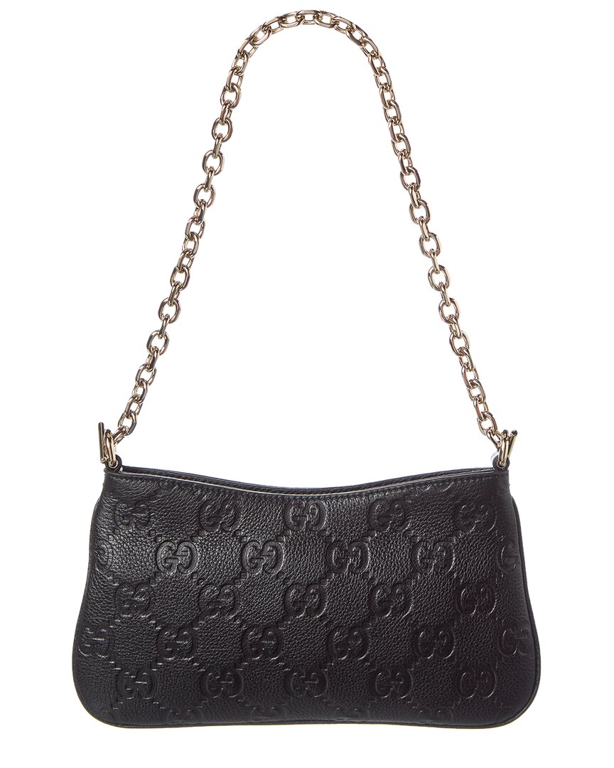 Gucci Gg Emblem Super Mini Leather Shoulder Bag