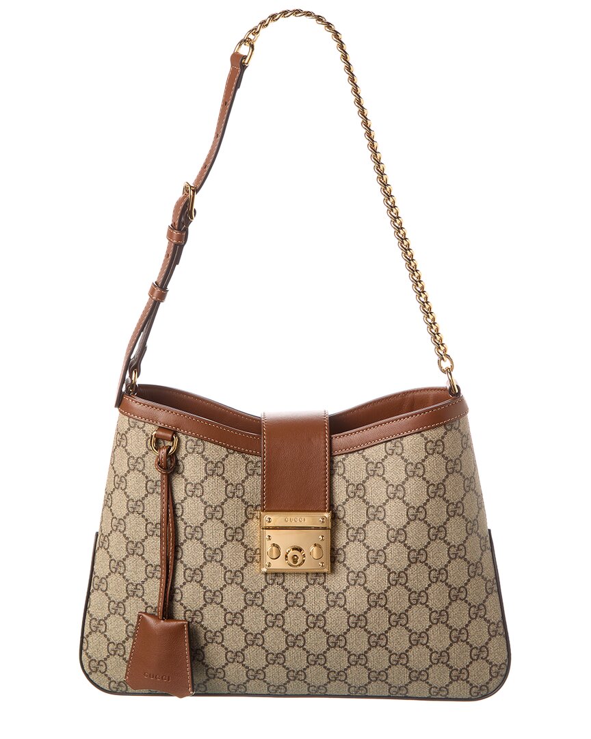Gucci Padlock Medium Gg Supreme Canvas & Leather Shoulder Bag