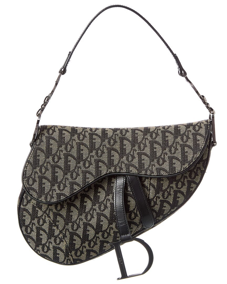 Dior Black Canvas Oblique Saddle Bag (  )