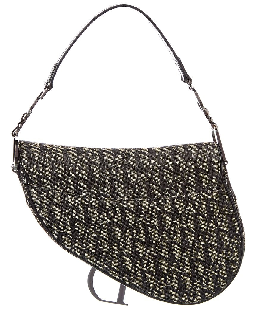 Dior Black Canvas Oblique Saddle Bag (  )