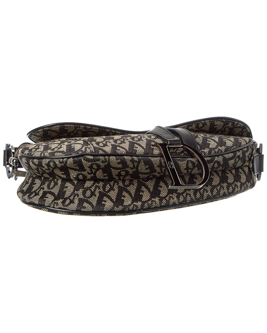 Dior Black Canvas Oblique Saddle Bag (  )