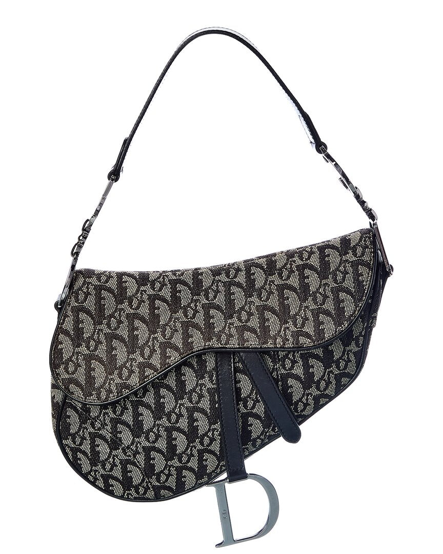 Dior Black Trotter Canvas Saddle Bag (  )