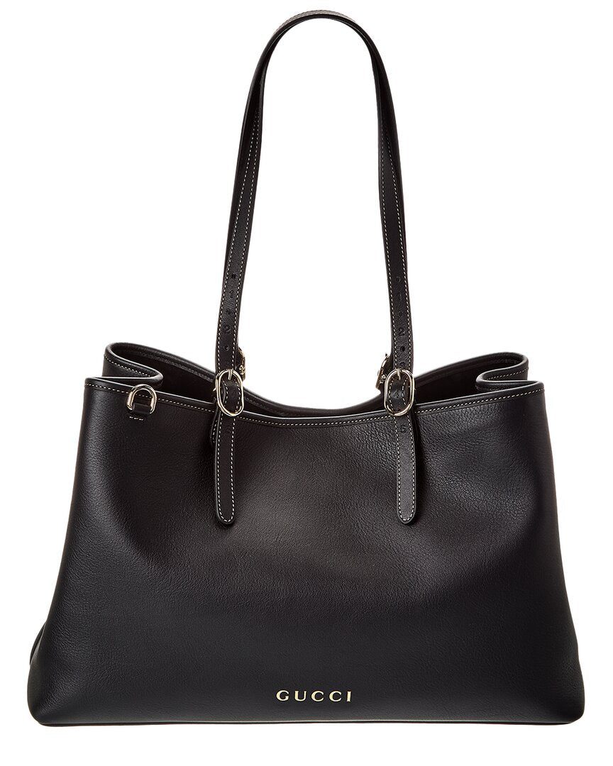 Gucci Gg Emblem Large Leather Tote