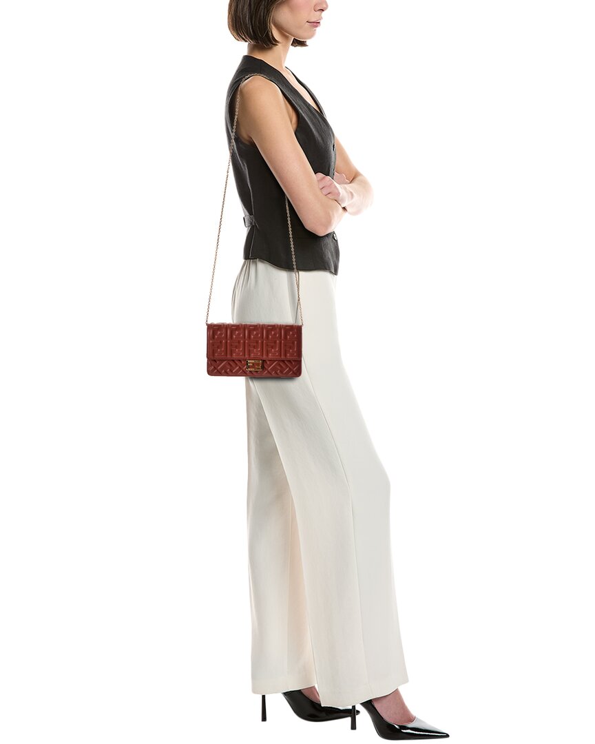 Fendi Baguette Ff Leather Wallet On Chain