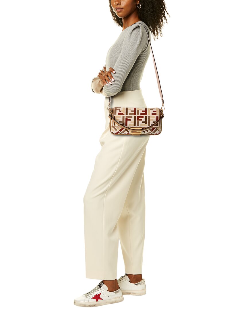 Fendi Baguette Canvas Shoulder Bag