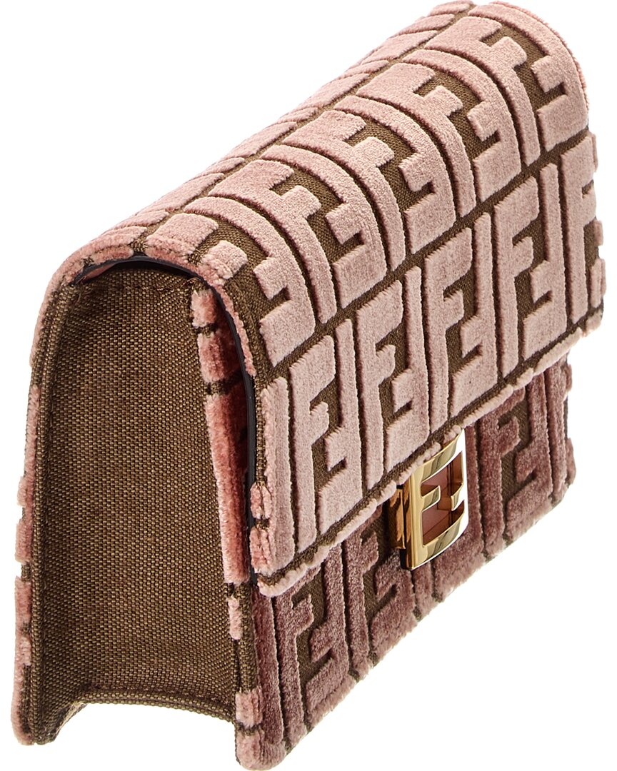 Fendi Baguette Ff Velvet & Leather Wallet On Chain