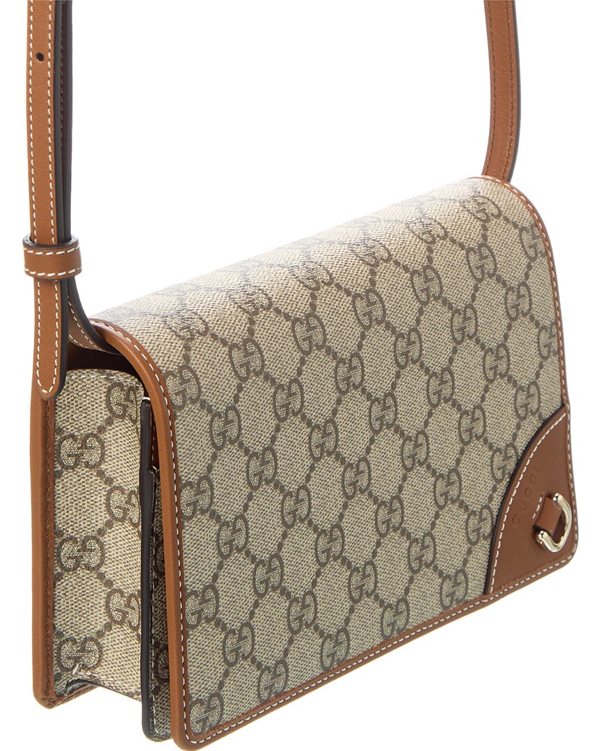 Gucci Gg Emblem Super Mini Gg Supreme Canvas & Leather Shoulder Bag